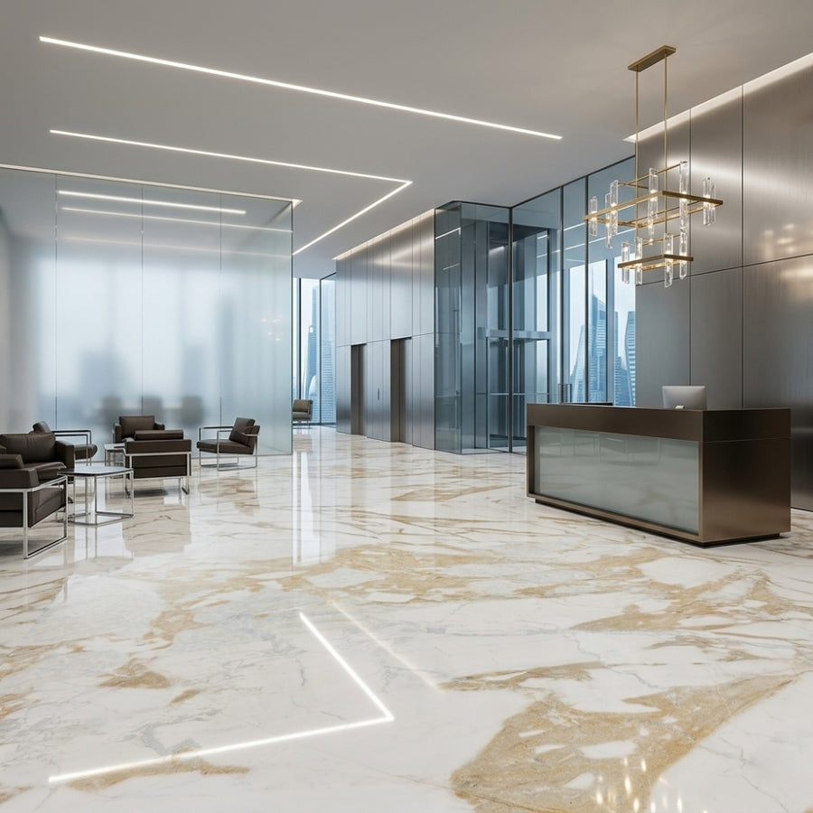 Factory Custom Elegant Wear-resistant Calacatta Gold Natural Marble Slab for Living Room Dining Indoor
