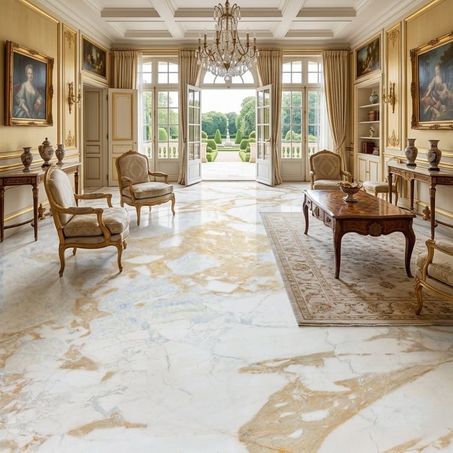 Factory Custom Elegant Wear-resistant Calacatta Gold Natural Marble Slab for Living Room Dining Indoor