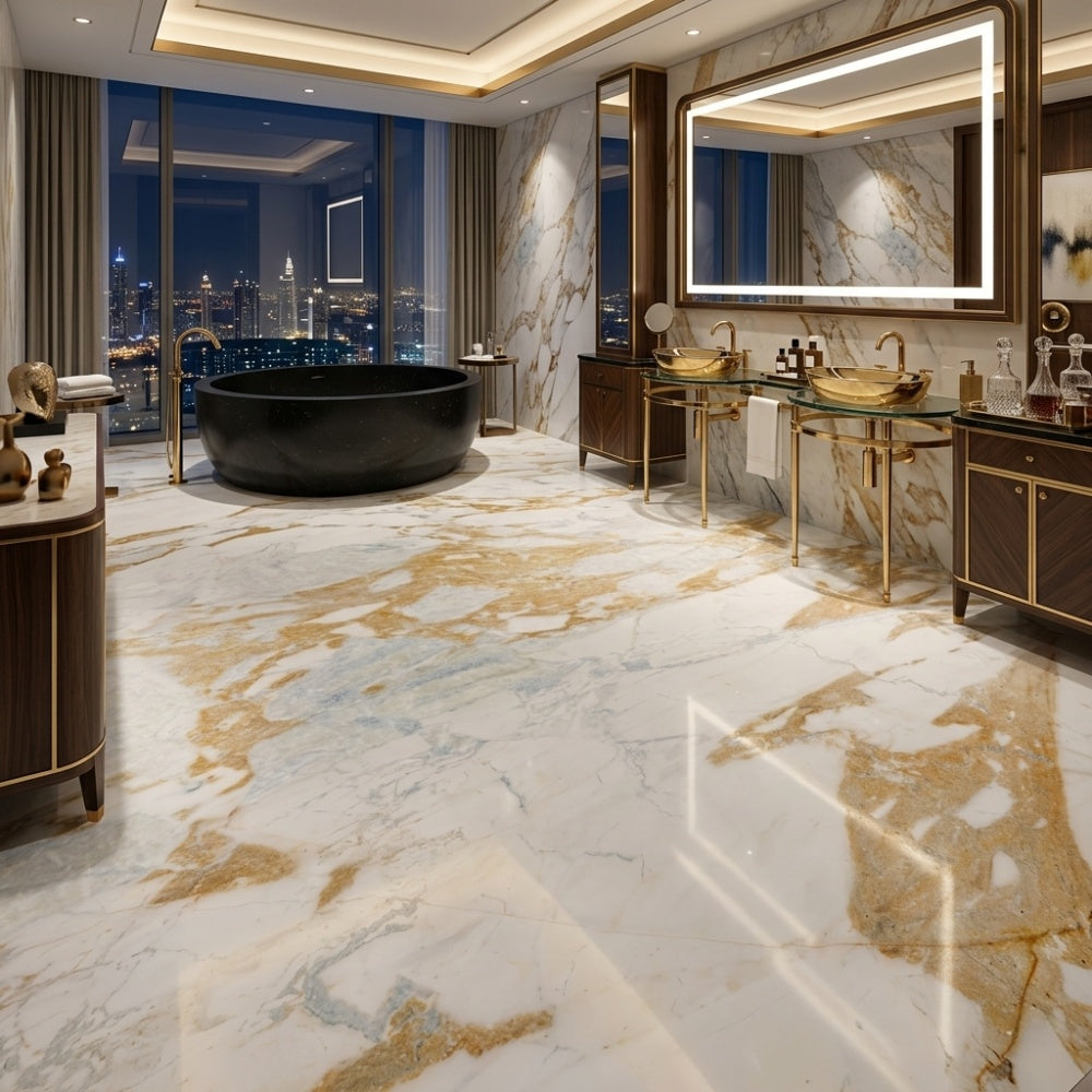 Factory Custom Elegant Wear-resistant Calacatta Gold Natural Marble Slab for Living Room Dining Indoor