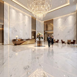 Natural Calacatta White Marble Villa Hotel Use Durable High Hardness Stain-Resistant