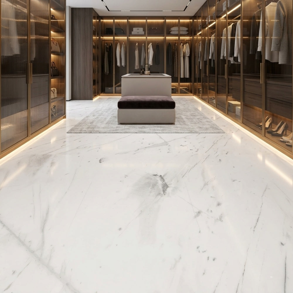 Luxury Atlantic White Marble Slab OEM Custom Size Hotel Foyer Bath Wall Cladding Floor