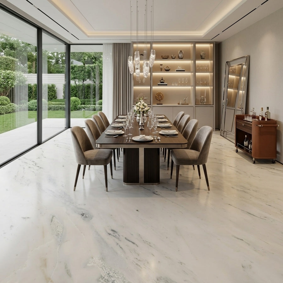 Factory Direct Calacatta White Natural Marble Slabs Unique Veining Wear Resistant for Villa Hotel Indoor
