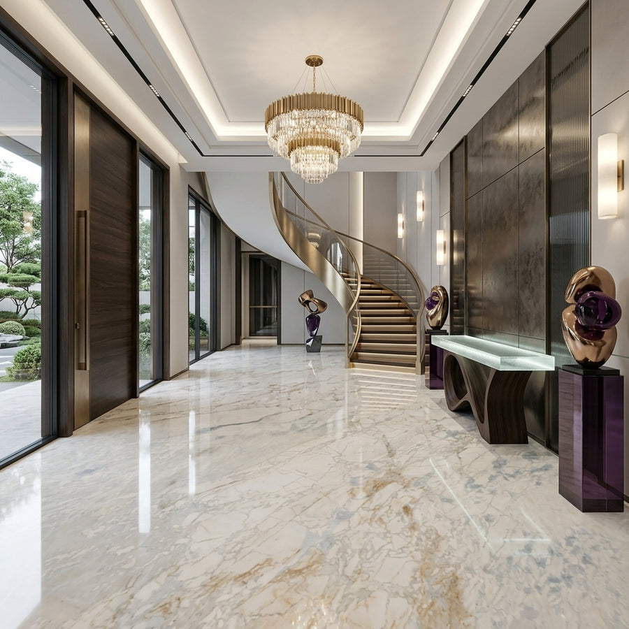 Wholesale Calacatta Gold Natural Marble Quarry Direct High Quality Bright Waterproof Indoor Slab