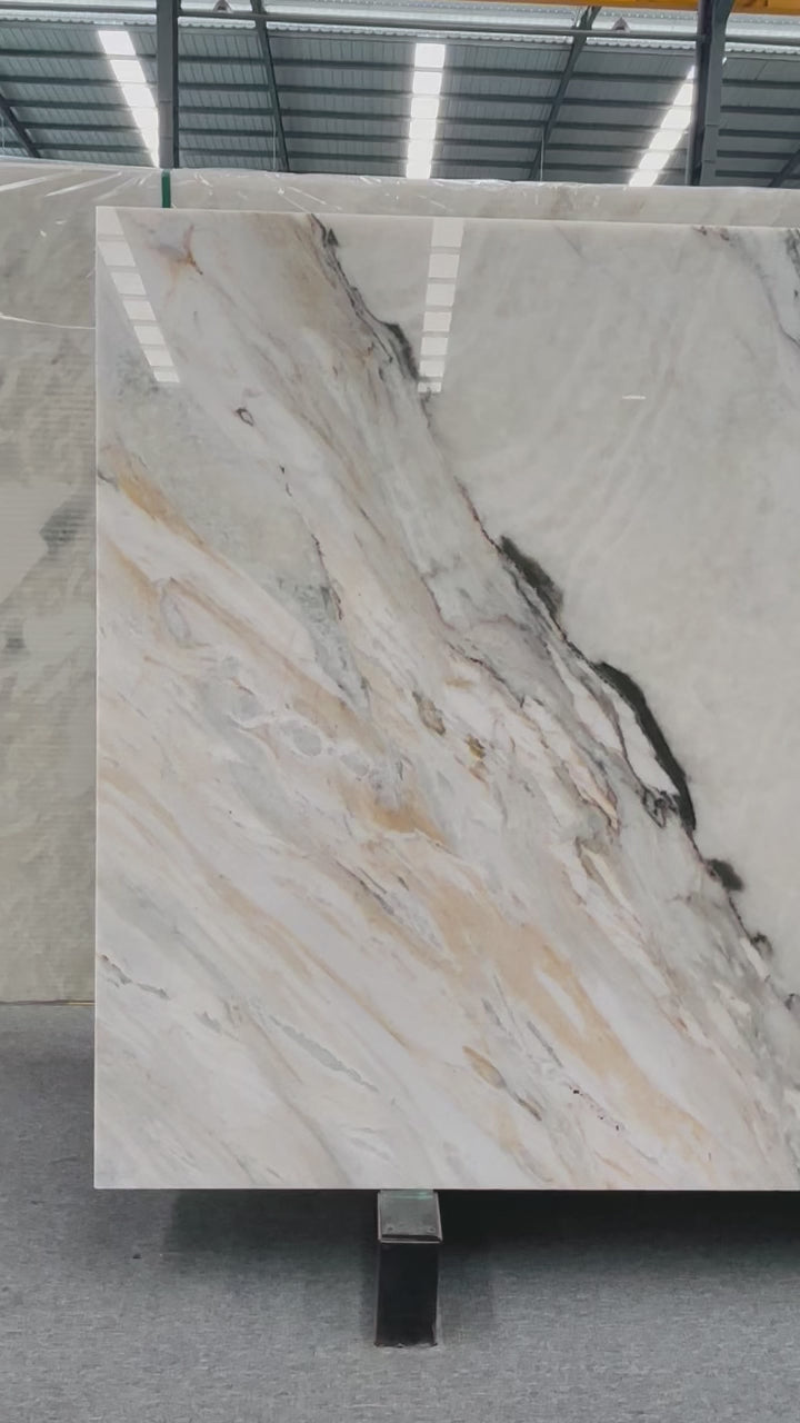 Luxury Calacatta Gold Natural Marble Decor for Hotel Office Villa Waterproof Easy Clean