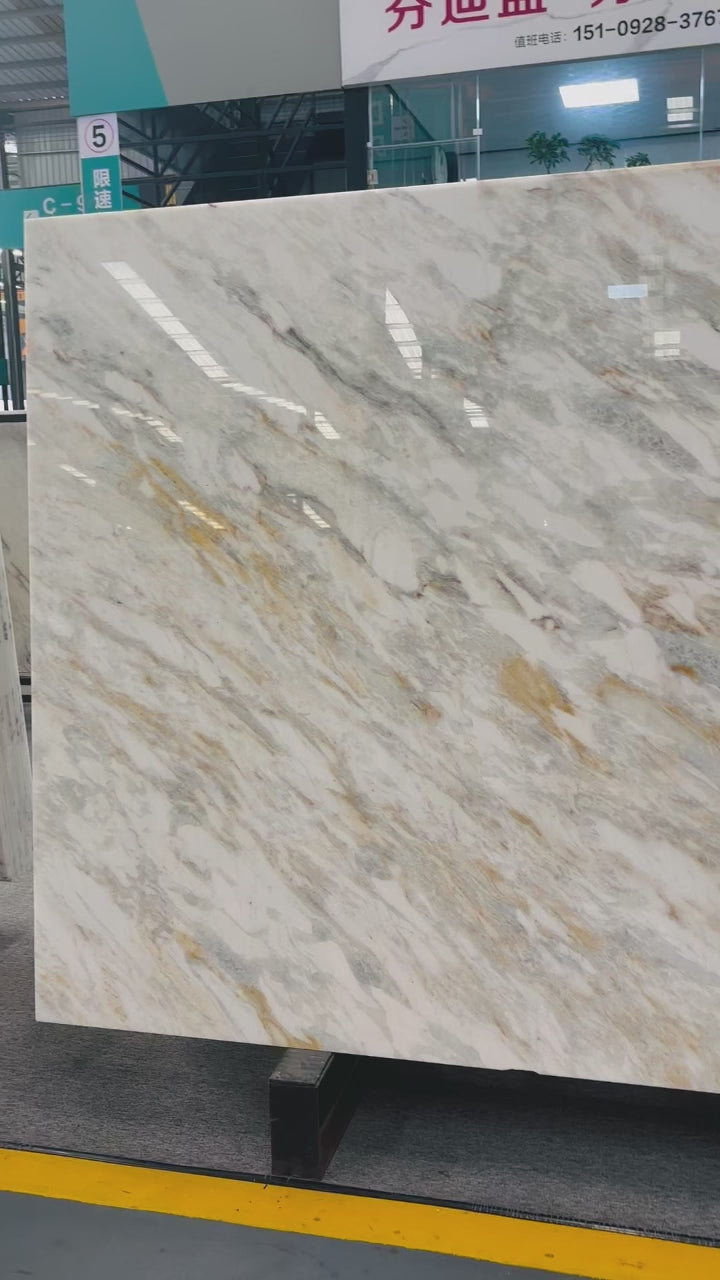 Factory Custom Luxury Calacatta Gold Natural Marble Slab for Villa Hotel Bathroom & Kitchen Wall Floor