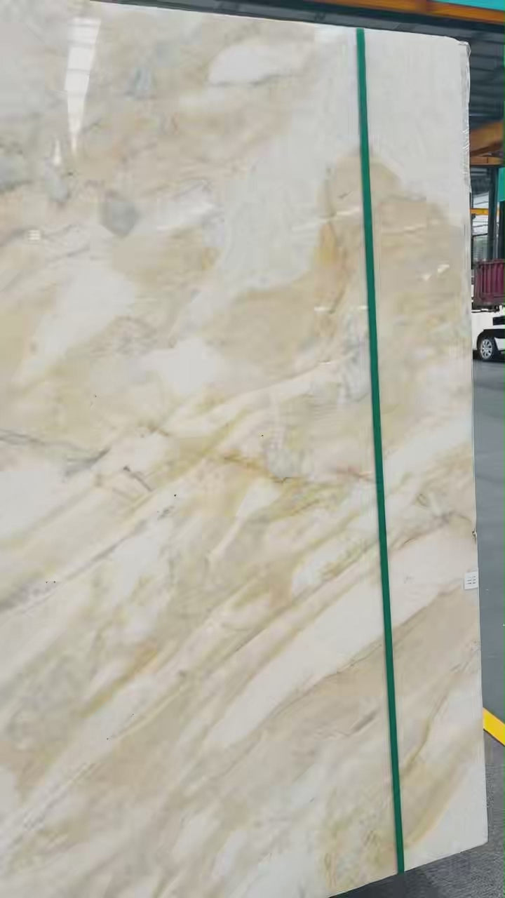 Manufacturer Custom Polished Calacatta Gold Waterproof Natural Marble Big Slab for Hotel Villa