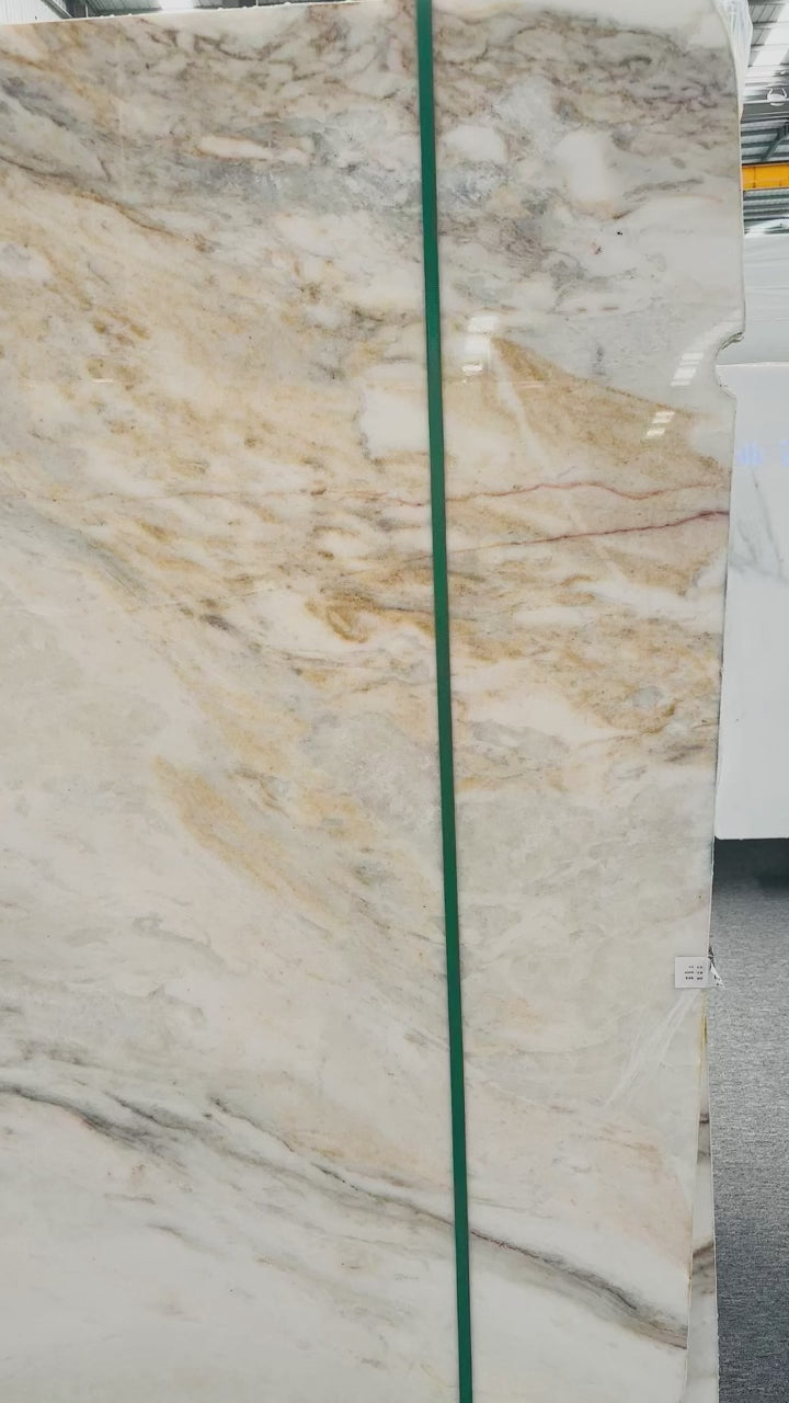 Modern Polished European Calacatta Gold Natural Marble Waterproof Non-Fading for Indoor Hotel Villa Feature Wall