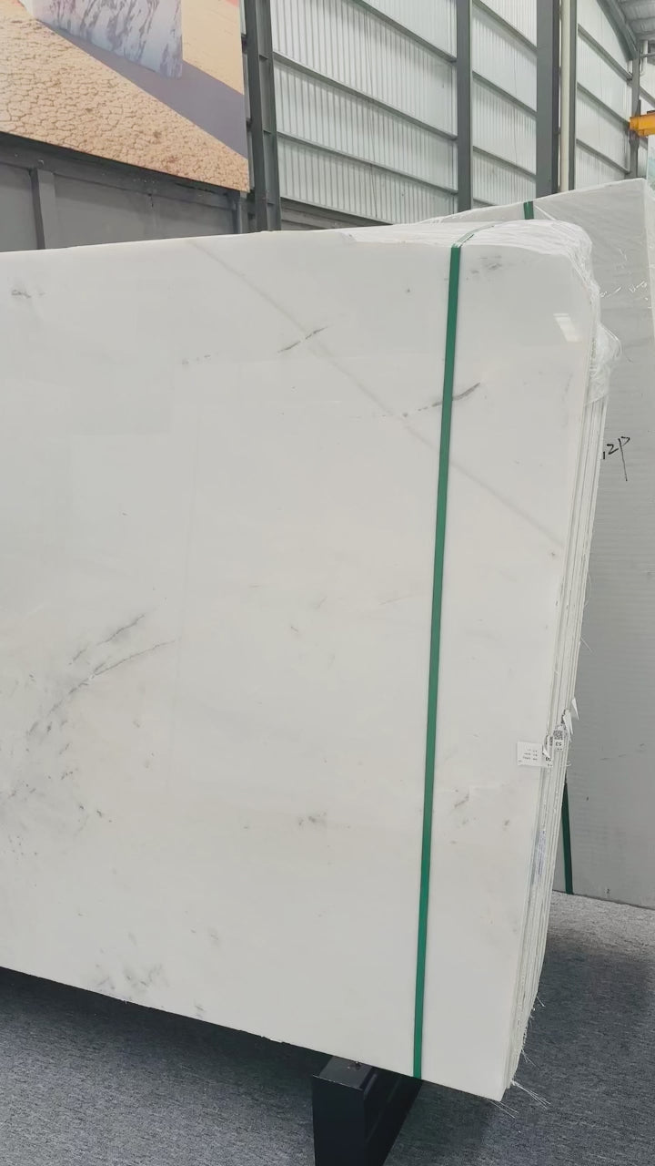 Premium Durable Natural Atlantic White Marble Slab for Indoor Villa Hotel Bed Dining Stair Wall